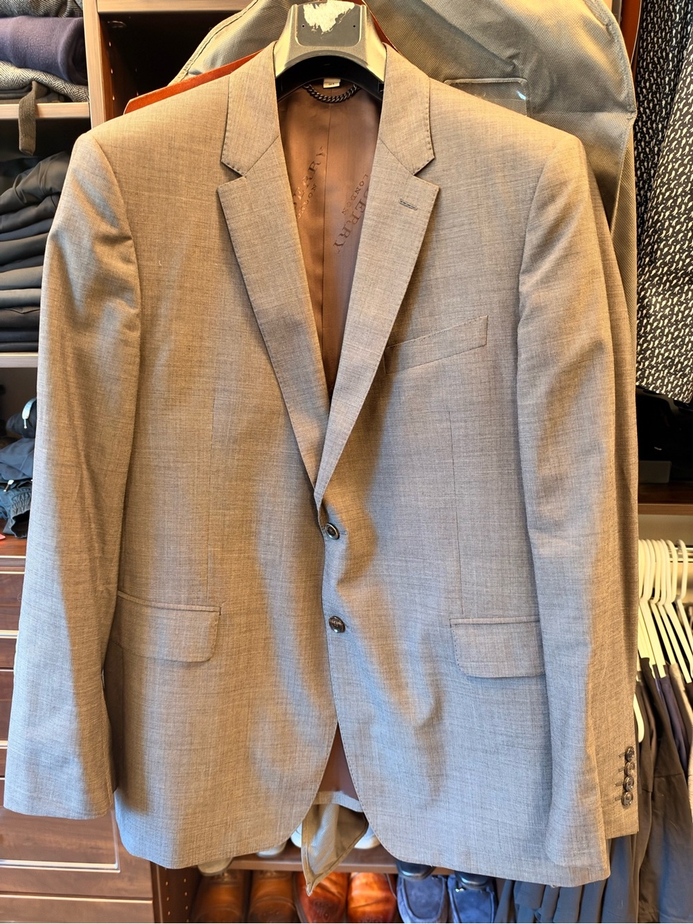 Burberry Light Brown Men's Two-Button Suit. Brand new, never worn.